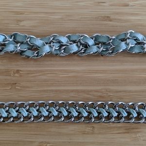 Necklace and bracelet Set - Gorgeous light blue leather